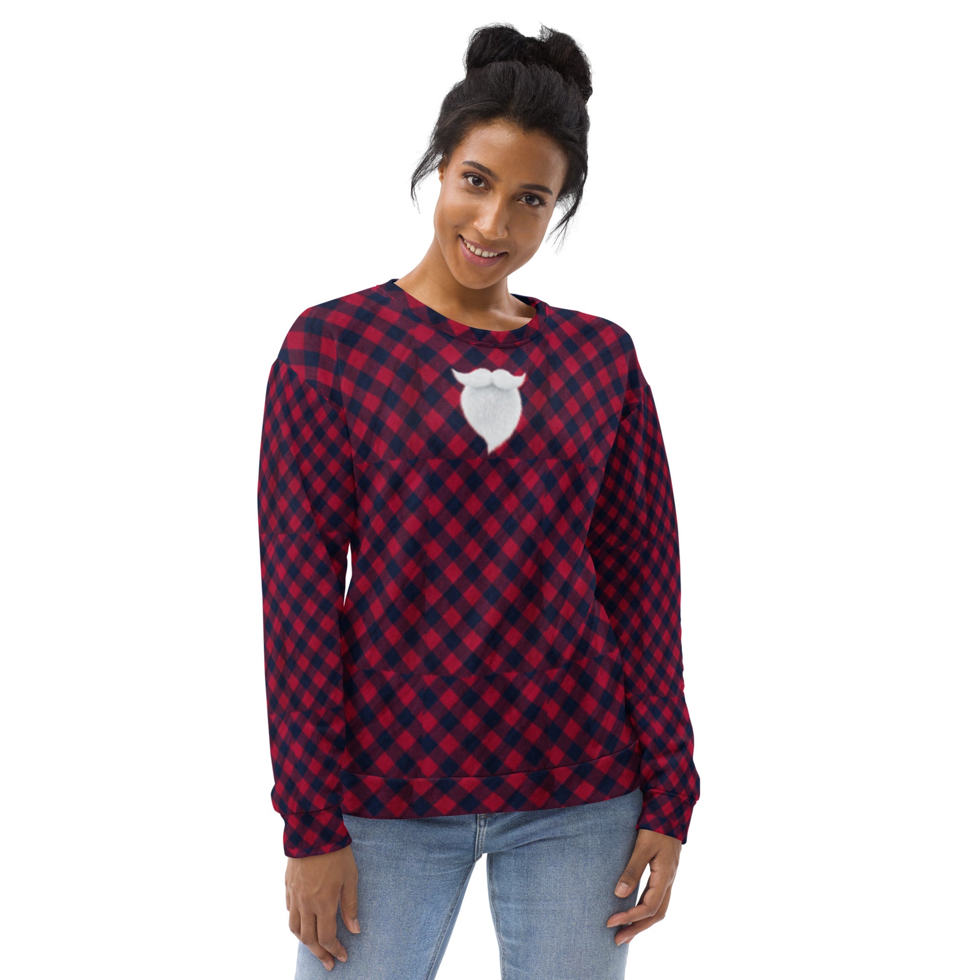 Plaid "Santa" Christmas Shirt. Christmas Sweater Alternative. Unisex Party Sweatshirt or Pullover. WickedYo.